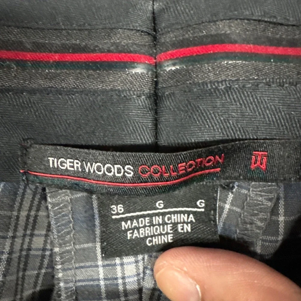 Nike Shorts Mens 36 Grey Plaid Flat Front Tiger Woods Collection Golf Preppy